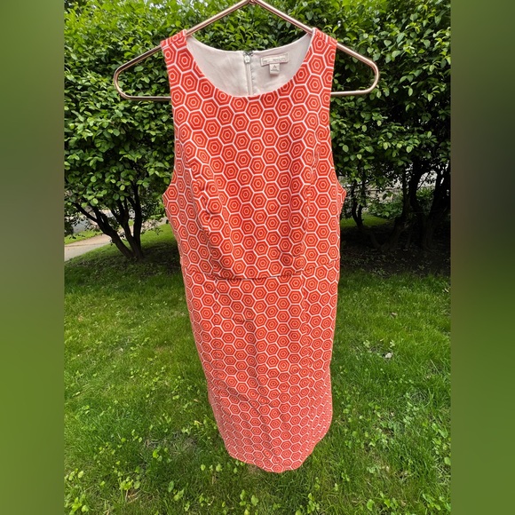 🔸2P Retro Madmen Sleeveless Orange Hexagon Mini Dress with Pockets | Gap Petite - Picture 15 of 17
